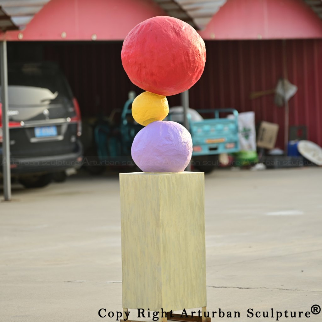 7-Modern Annie Morris Statue bronze replica with colorful stacked spheres