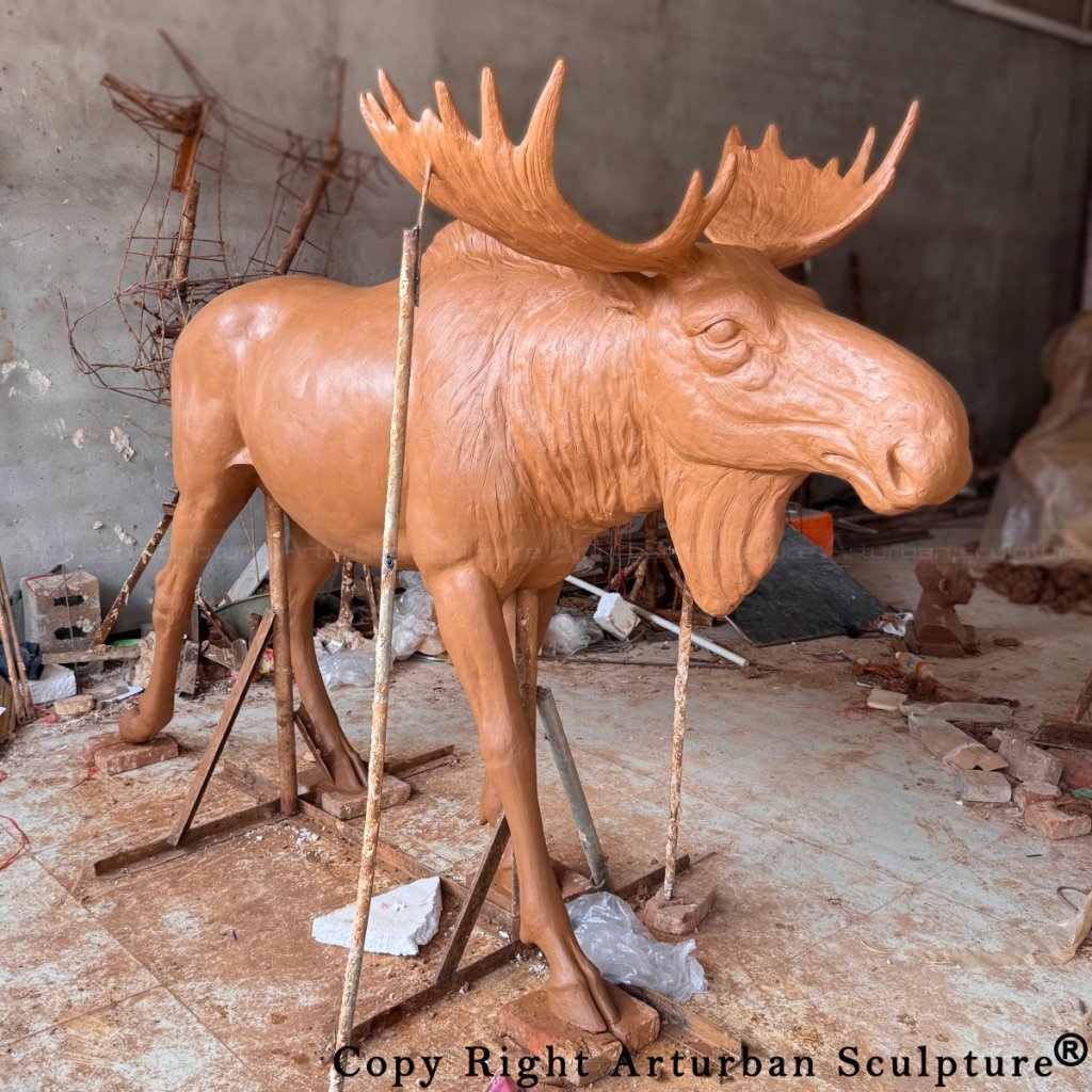 7-clay mold of moose statue life size