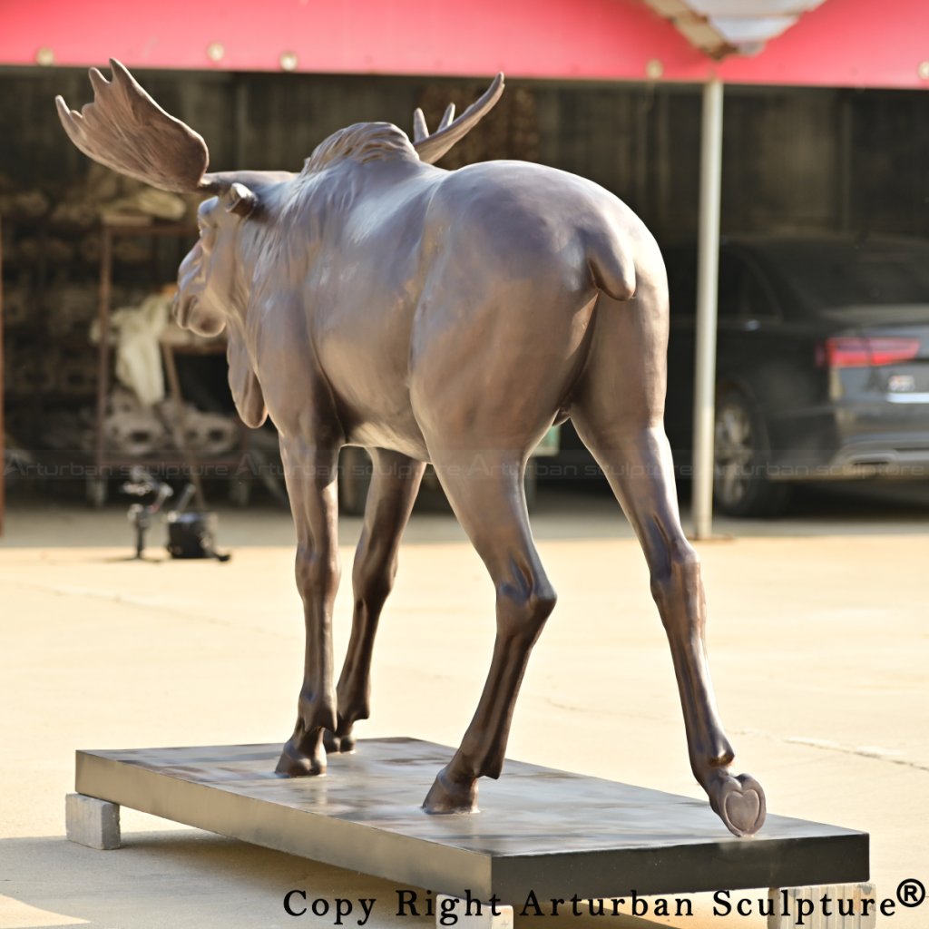 8-Rear view of bronze Moose Garden Statue