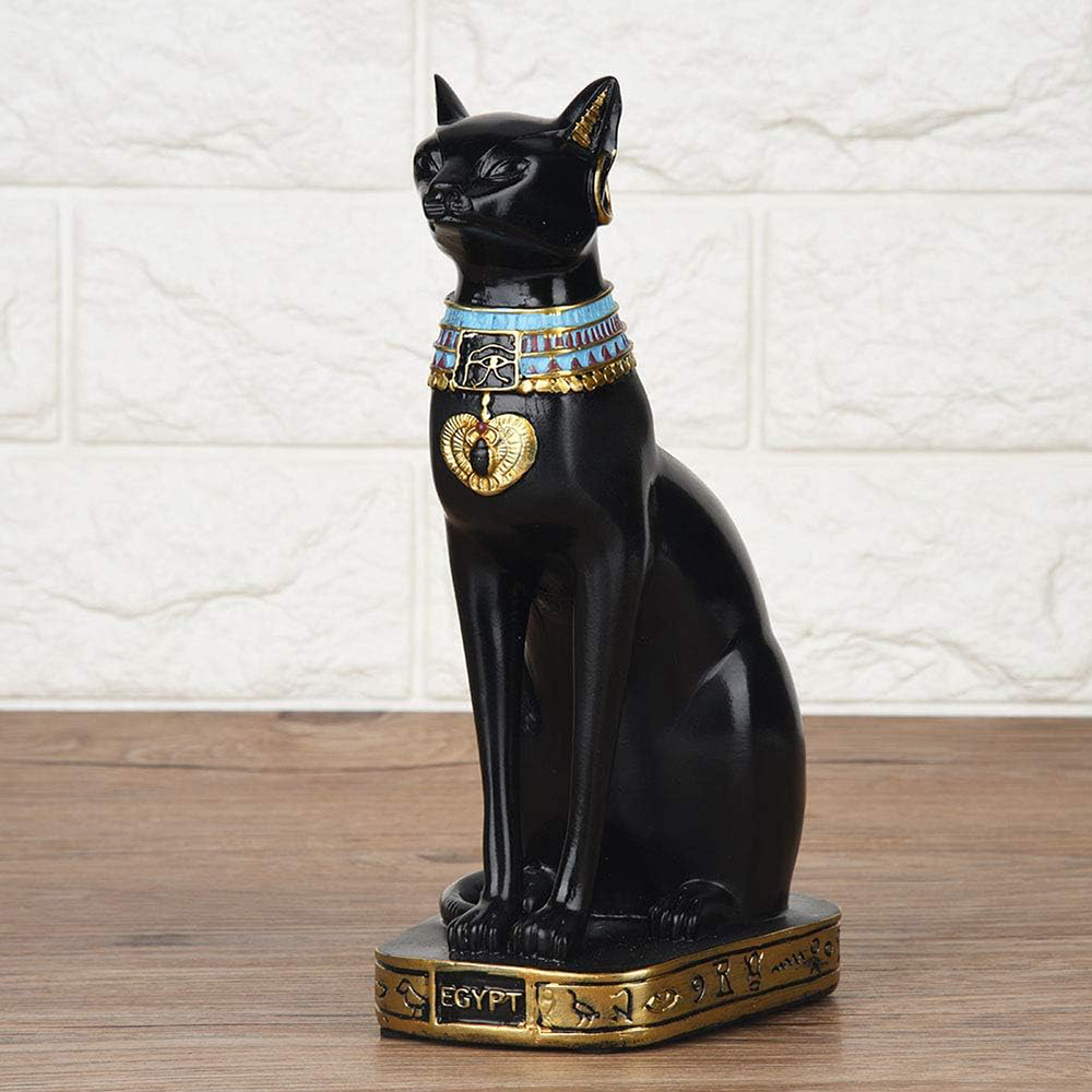 Ancient Egypt Cat Sculpture with detailed hieroglyphics