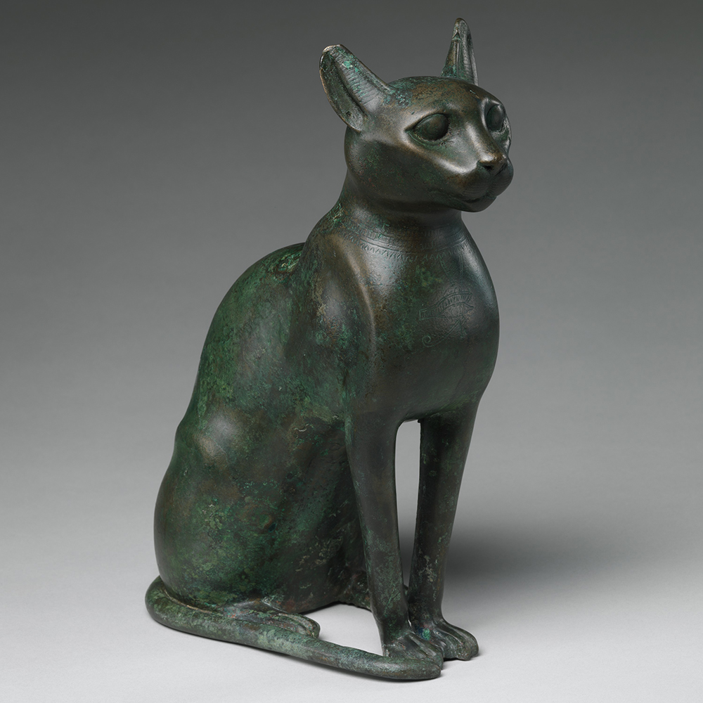 Bronze Black Cat Egyptian Statue symbolizing Bastet