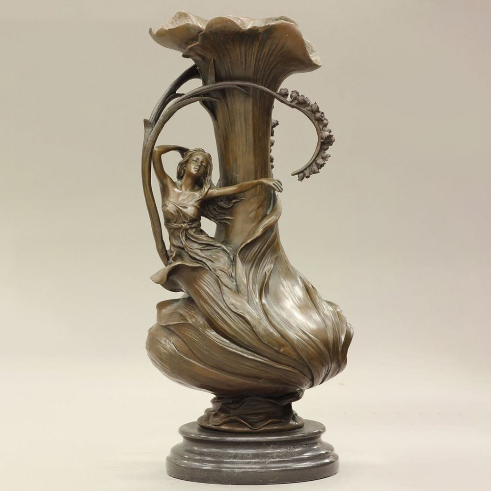 Bronze Decorative Vase sculpture with floral design
