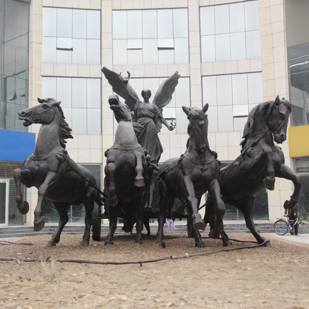 Bronze Quadriga Sculpture with Victory Goddess and horses