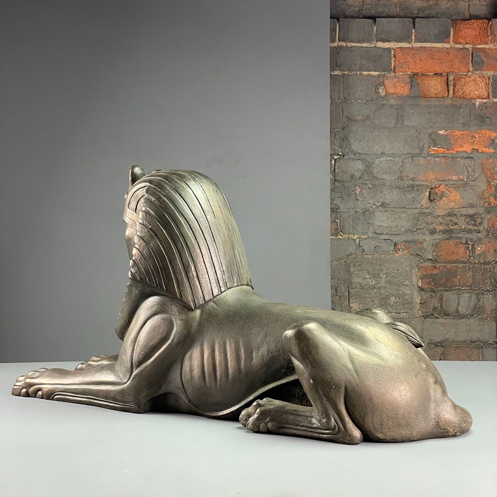 Bronze Sphinx Statue lying in guardian pos