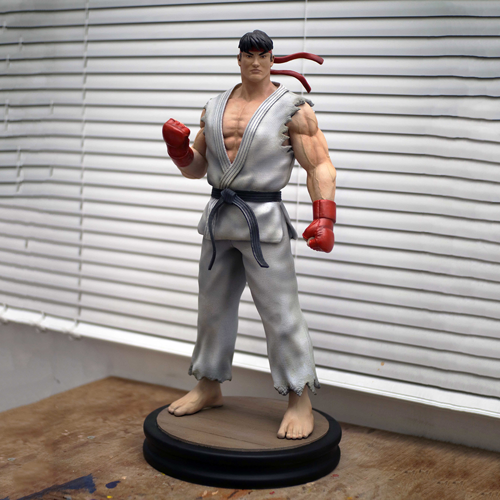Capcom Ryu fiberglass Statue in classic white gi with red glove