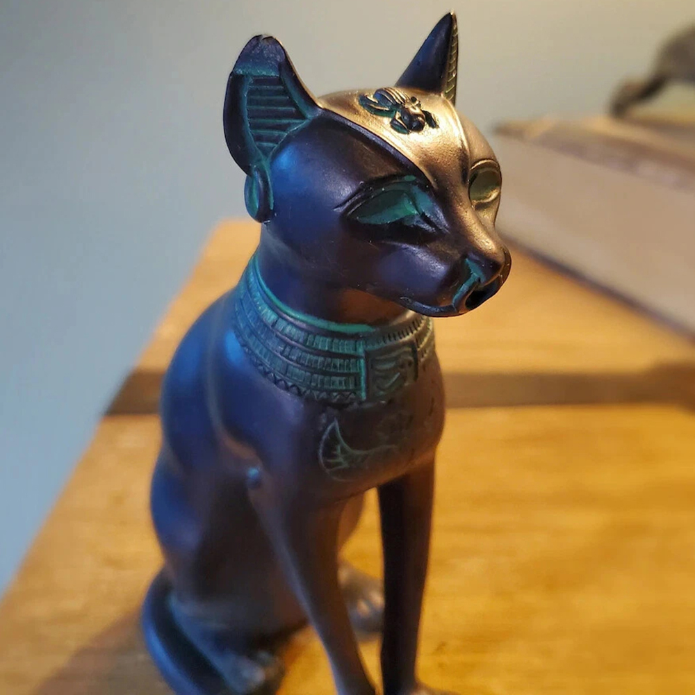 Close-up of Egyptian Bronze Cat sculpture