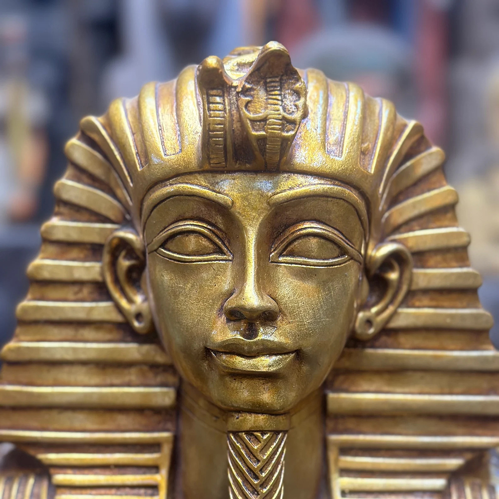 Close-up of Pharaoh Bust Sculpture of Tutankhamun