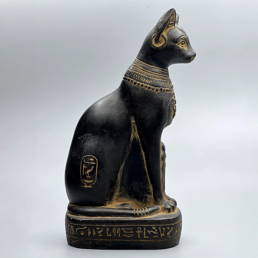Egyptian Cat Statue for Sale featuring traditional hieroglyphs