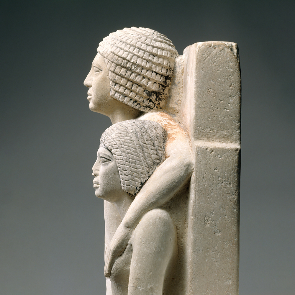 Egyptian Couple Statue in marble, side profile
