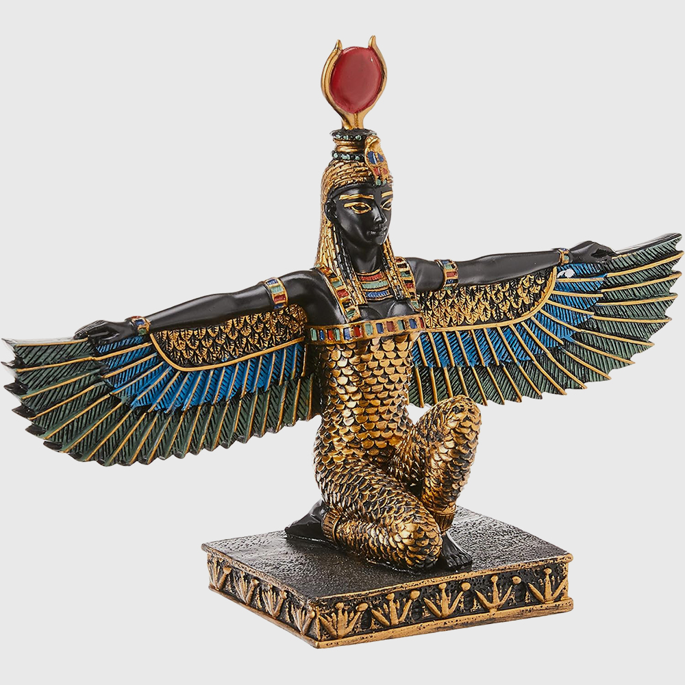 Egyptian Goddess Sculpture of Isis with outstretched wings