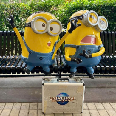 Fiberglass Despicable Me Statue showing two Minions