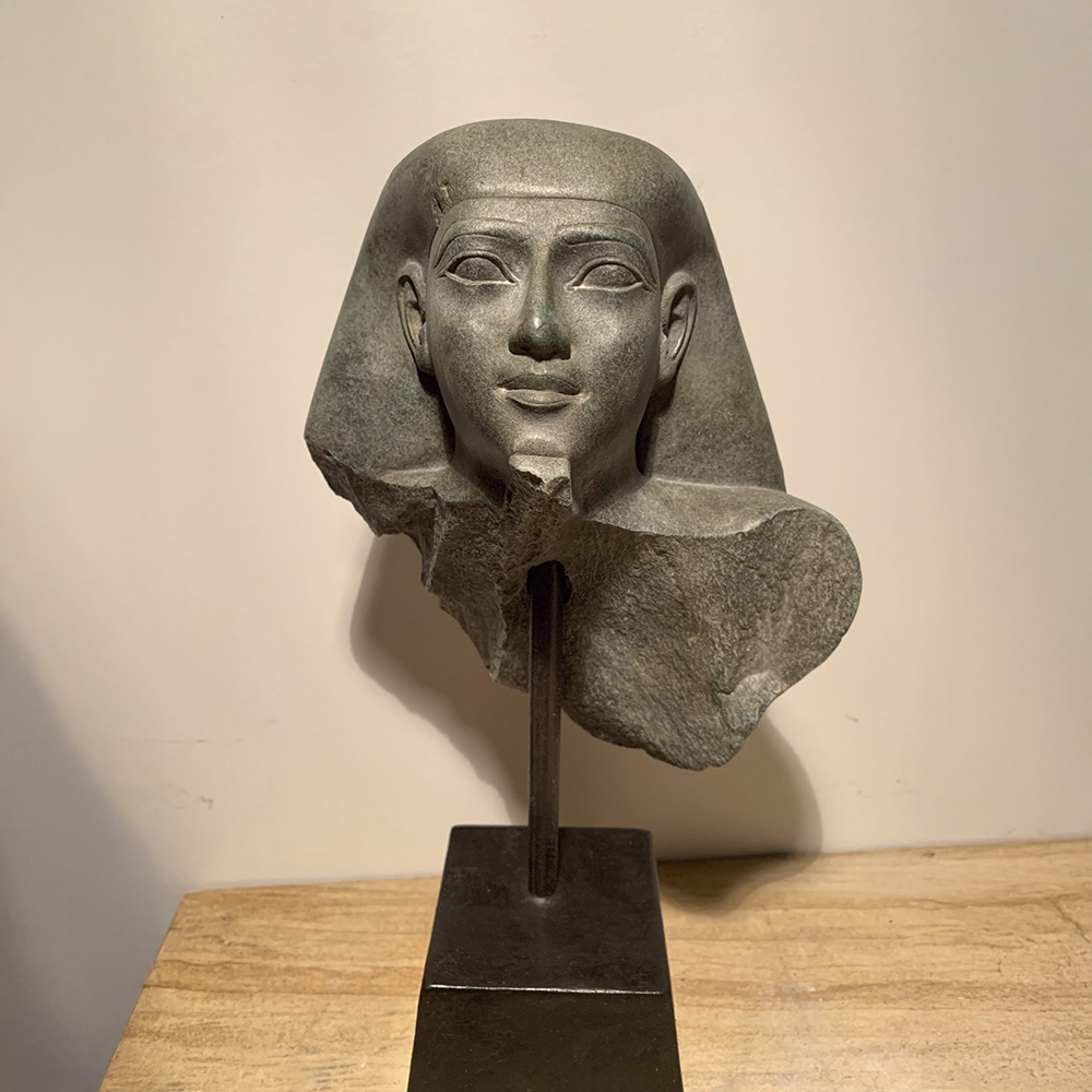 Frontal view of a replica Egyptian Head Bust