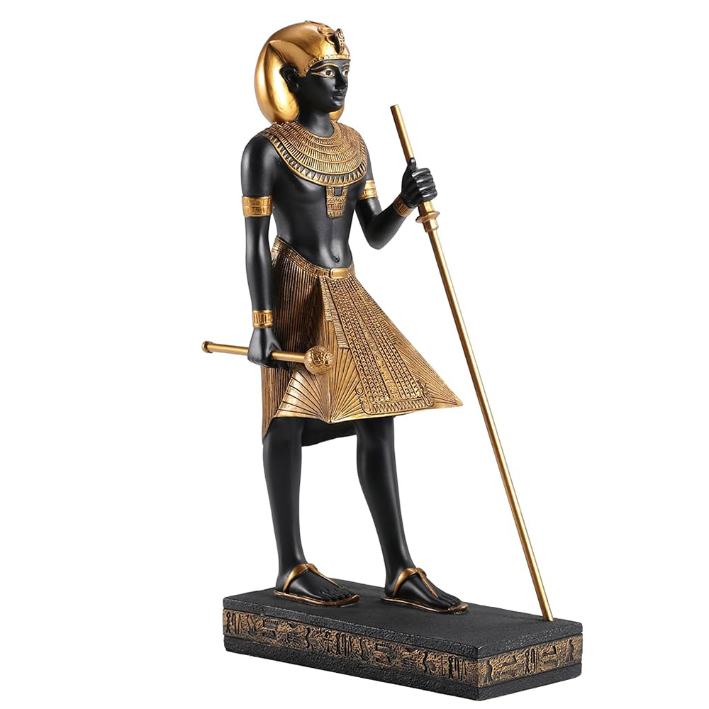 King Tut Guardian Statue holding staff and scepter