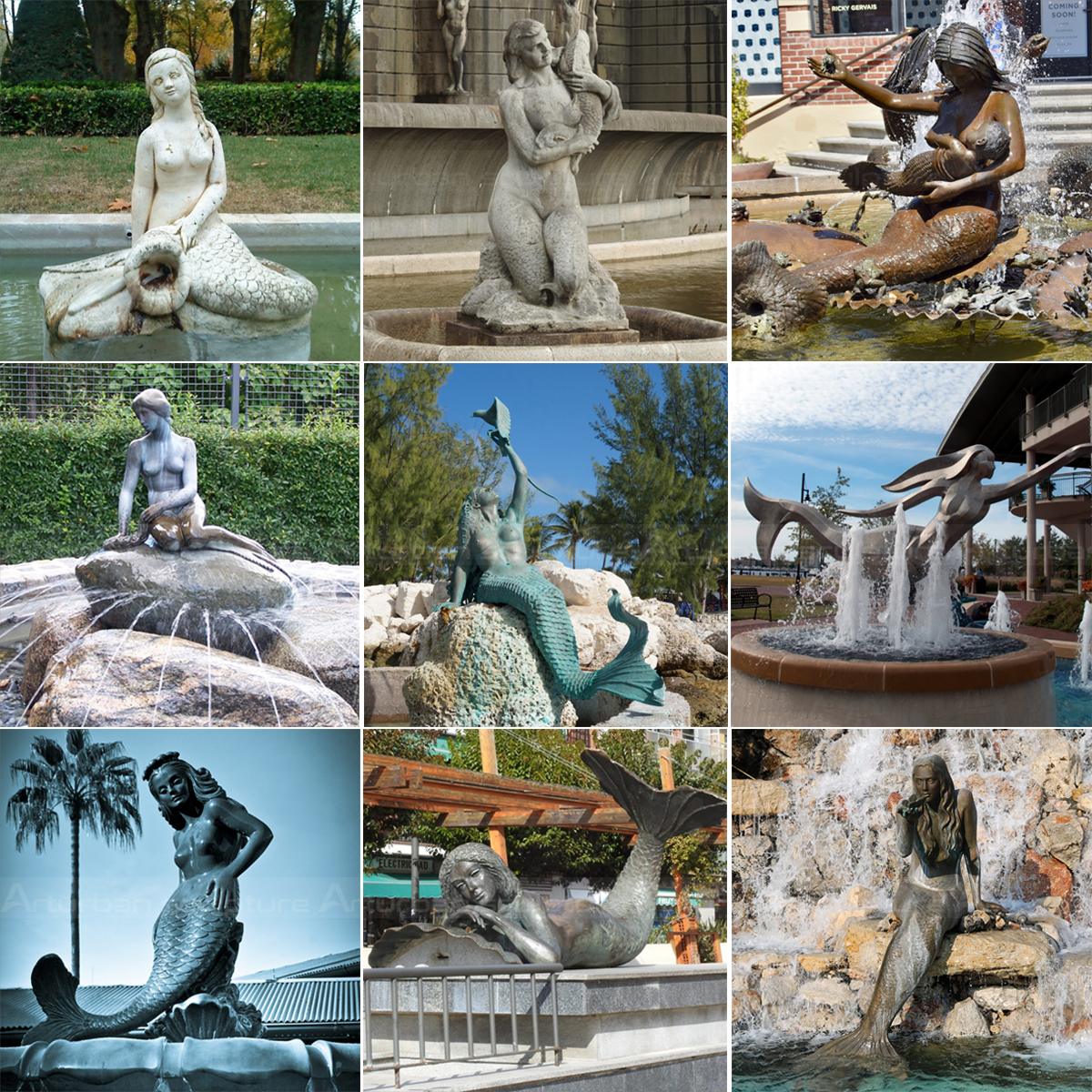 Mermaid Fountains for Garden and Yard Decoration