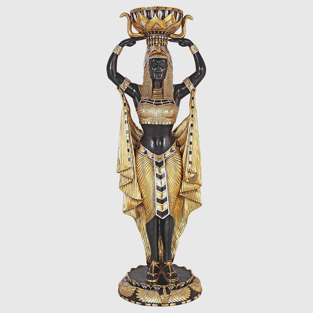 Nubian Woman Statue in fiberglass with golden skirt