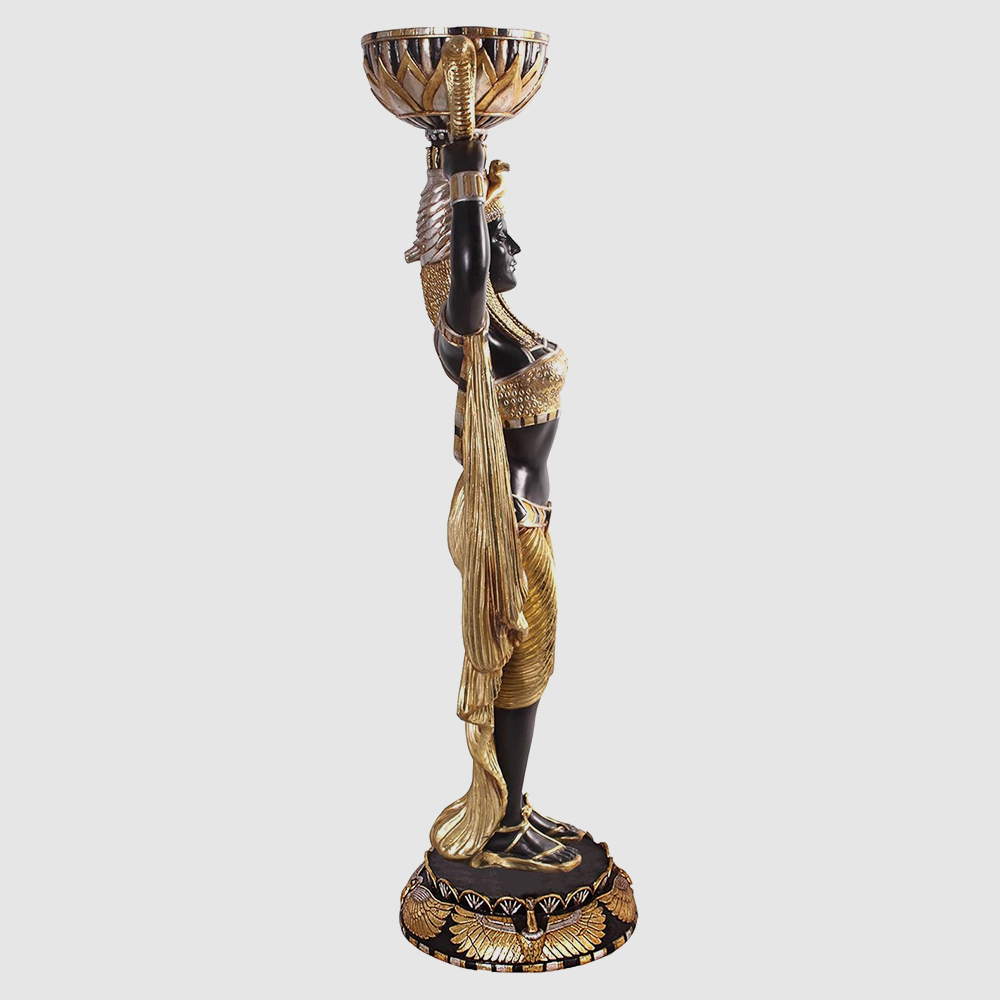 Nubian maiden fiberglass Statue holding a lotus urn