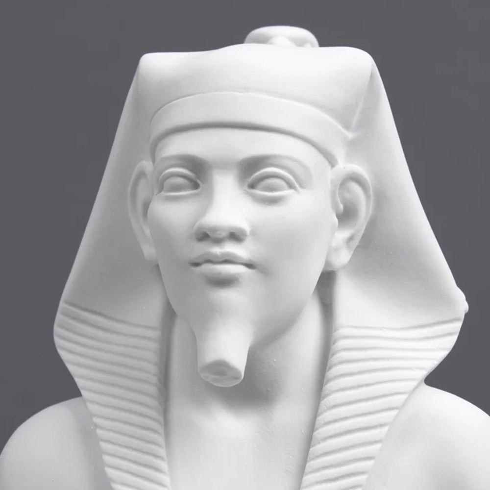 Pharaoh Khafre Statue face with Nemes headdress
