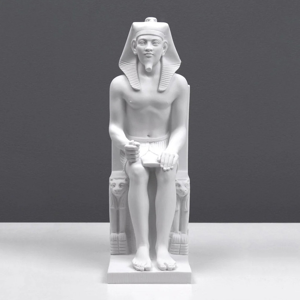 Pharaoh Khafre marble Statue sitting on decorated chair