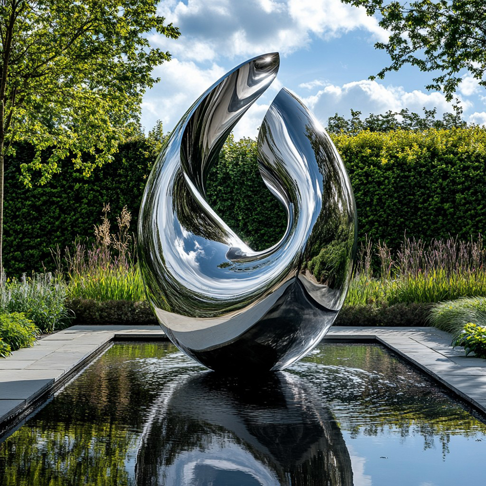 Polished Stainless Steel Modern Landscape Sculpture