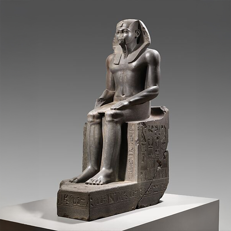 Profile view of Seated Pharaoh Statue
