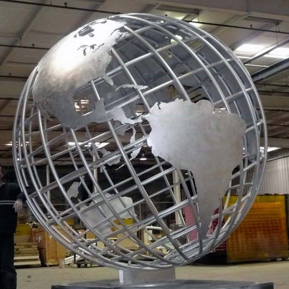 Stainless steel World Globe Statue with continents