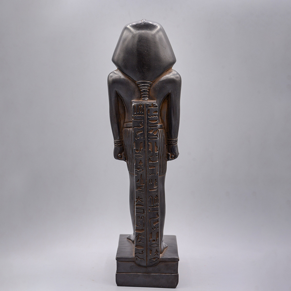 Statue of King Khafre bronze sculpture back view