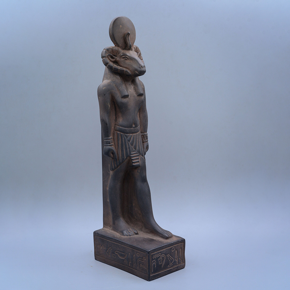 bronze Ancient Egyptian God Statue Khnum, ram head deity