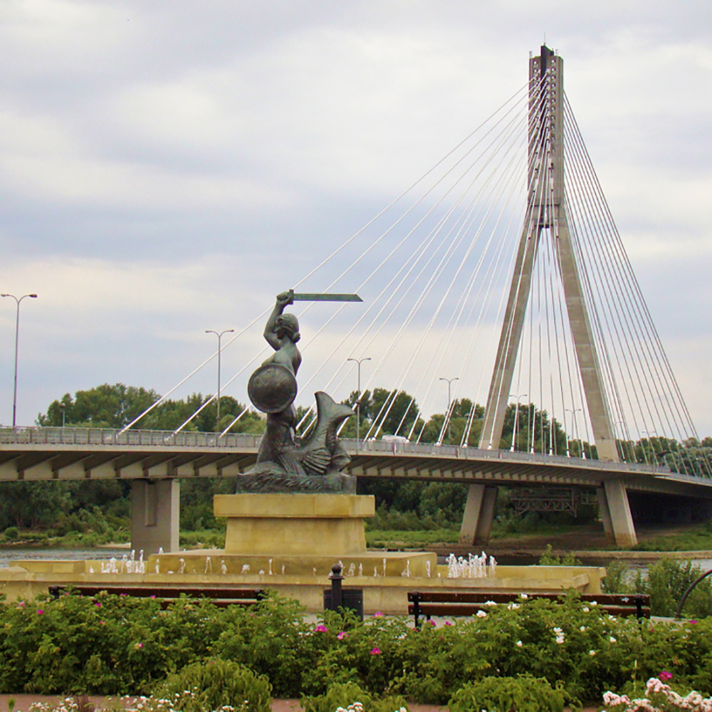 bronze Syrenka Mermaid statue of Warsaw