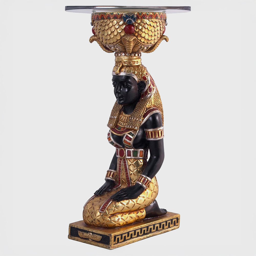 Egyptian Kneeling Statue of Isis supporting a round tabletop