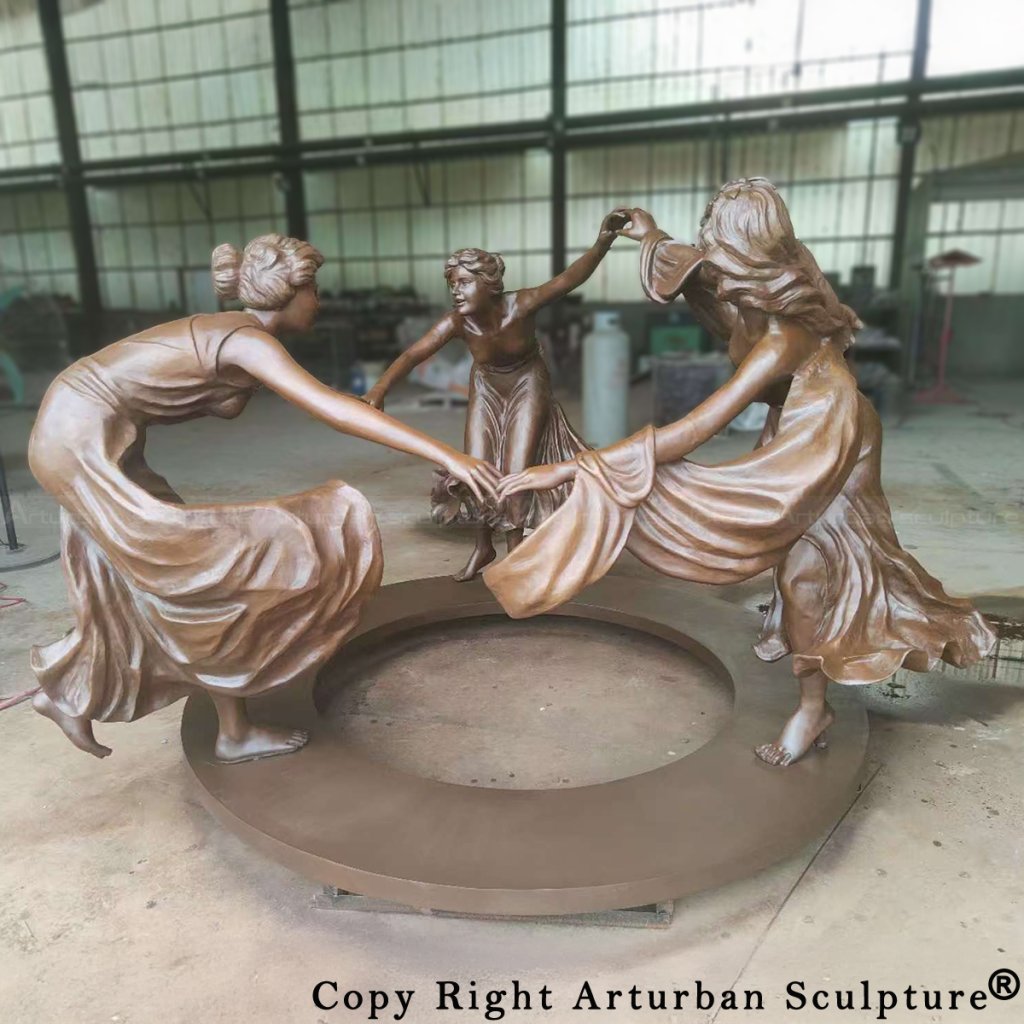 1-make the color for the three dancing women statue