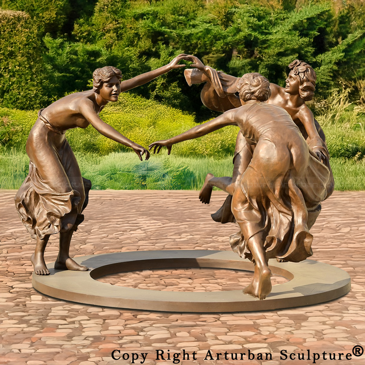 2-3 dancing Women bronze Statue