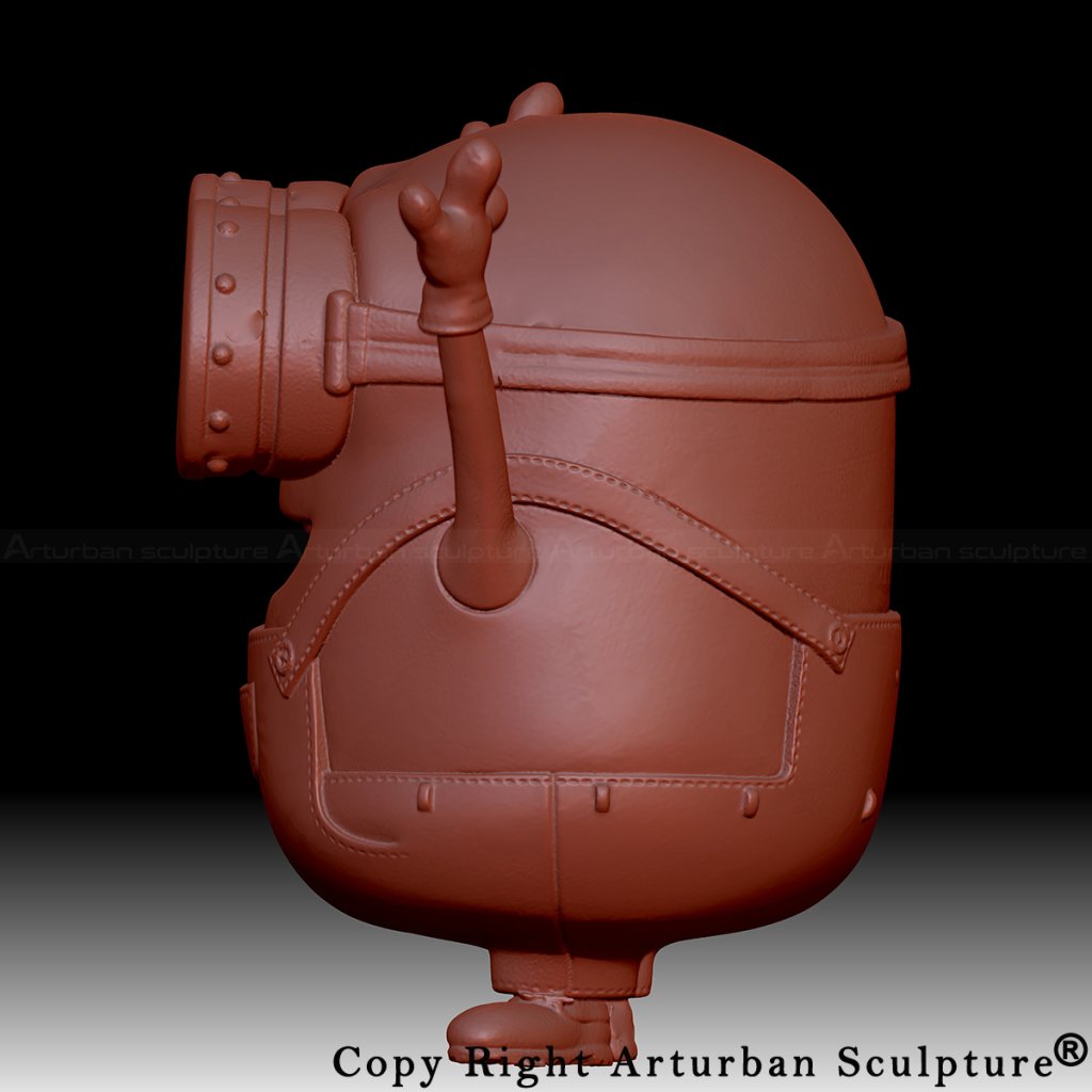 2-3D Minion Bob Statue with raised hands