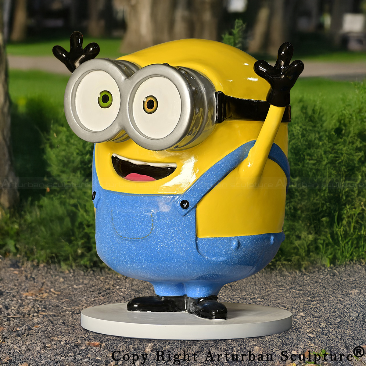 2-Fiberglass Minion Garden Ornament outdoors