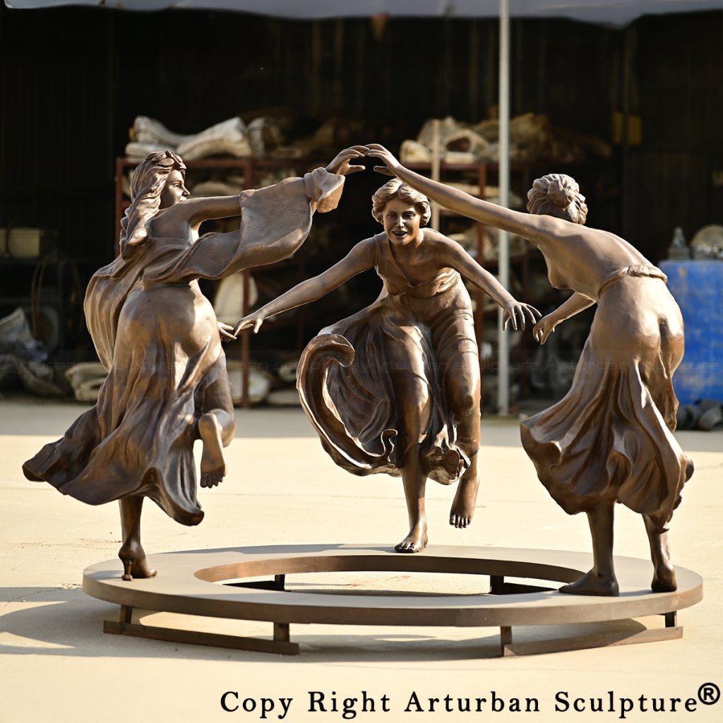 6-Dancing bronze ladies sculpture