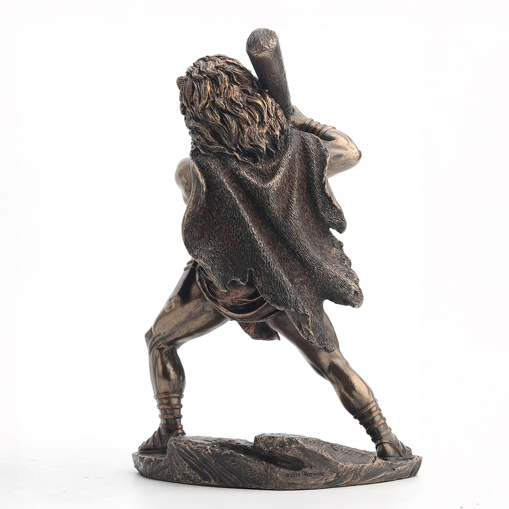 Back view of bronze Hercules Sculpture with Lion skin