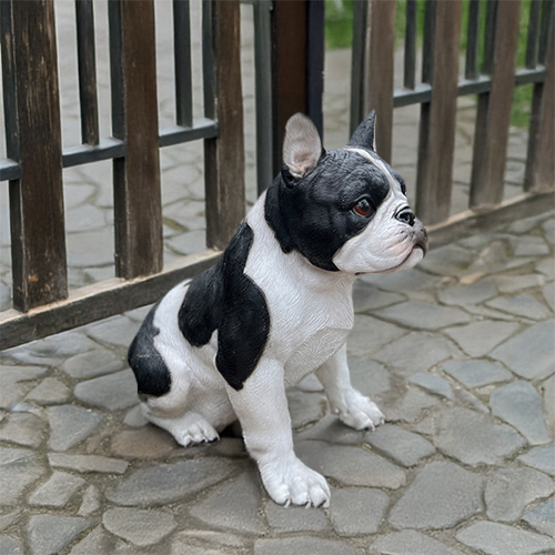 Black and white French Bulldog Dog garden decor for Front Porch
