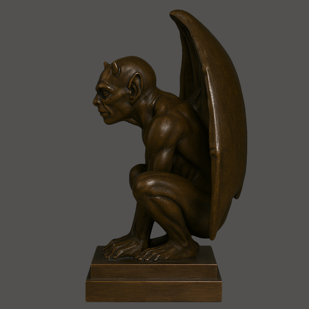 Bronze Gargoyle gothic architecture Statue side view