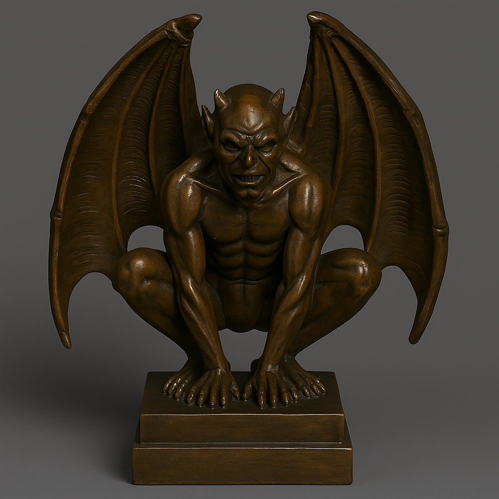 Bronze Gargoyle gothic arvhitecture Statue front view