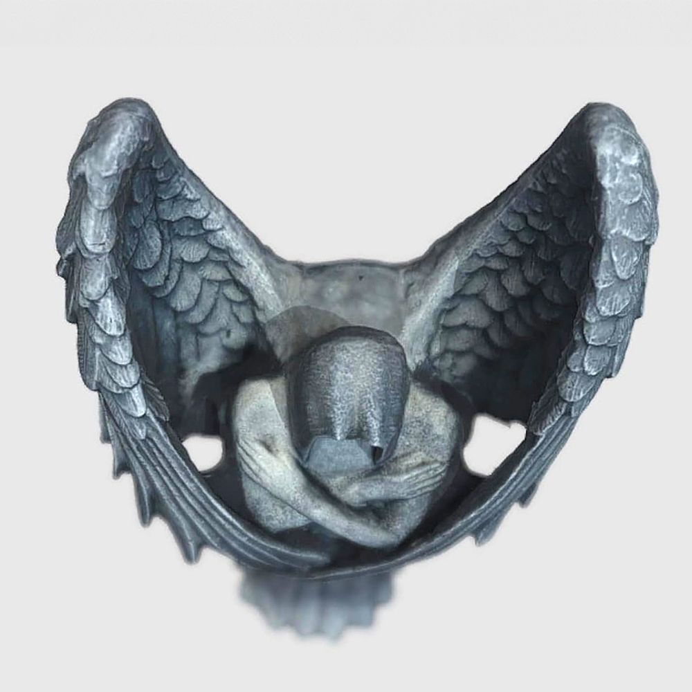 Bronze Gothic Angel Sculpture top view