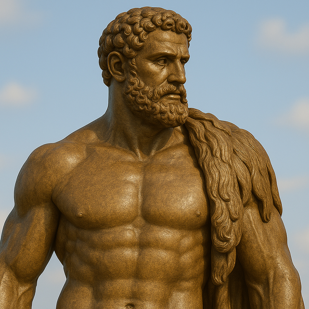 Close up of bronze Ancient Greek Hercules Statue