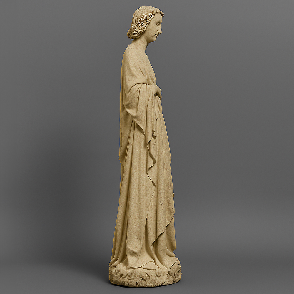 French Gothic stone sculpture displaying soft lines