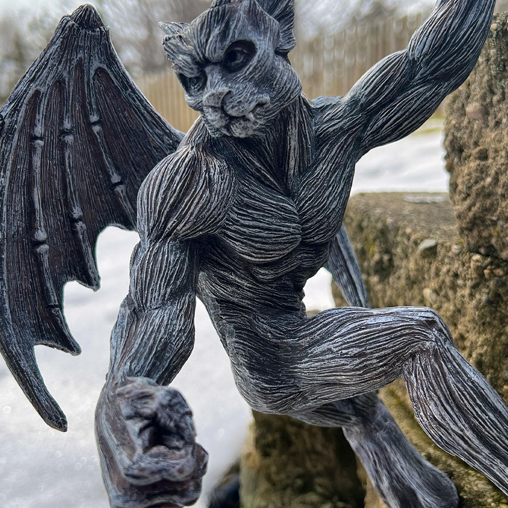 Gargoyle Fence Hanger resin sculpture showing detailed muscles
