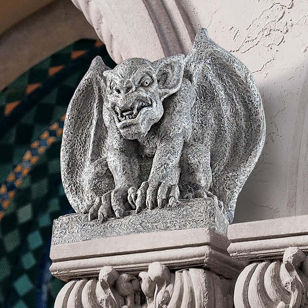 Gargoyle Statue on Building stone sculpture with wings