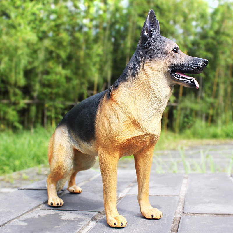 German Shepherd standing lawn statue