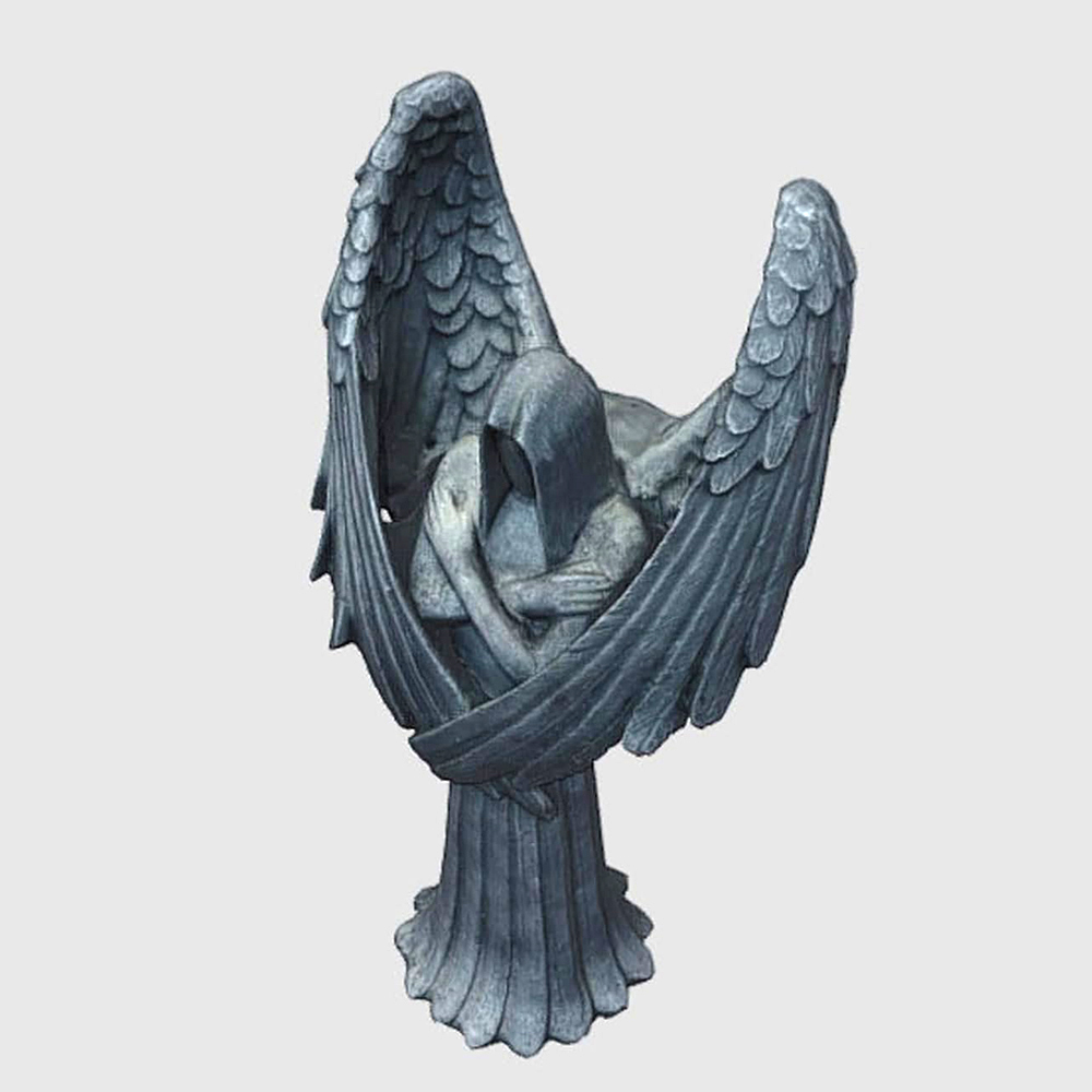 Gothic Angel Sculpture with folded wings