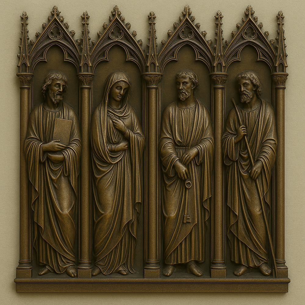 Gothic Jamb Statues bronze church panel