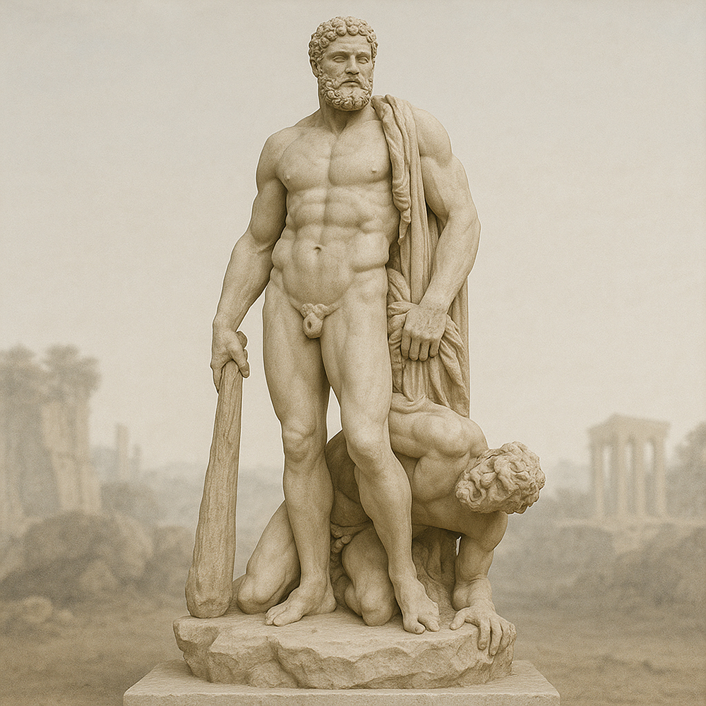 Hercules Stone Statue defeating Cacus