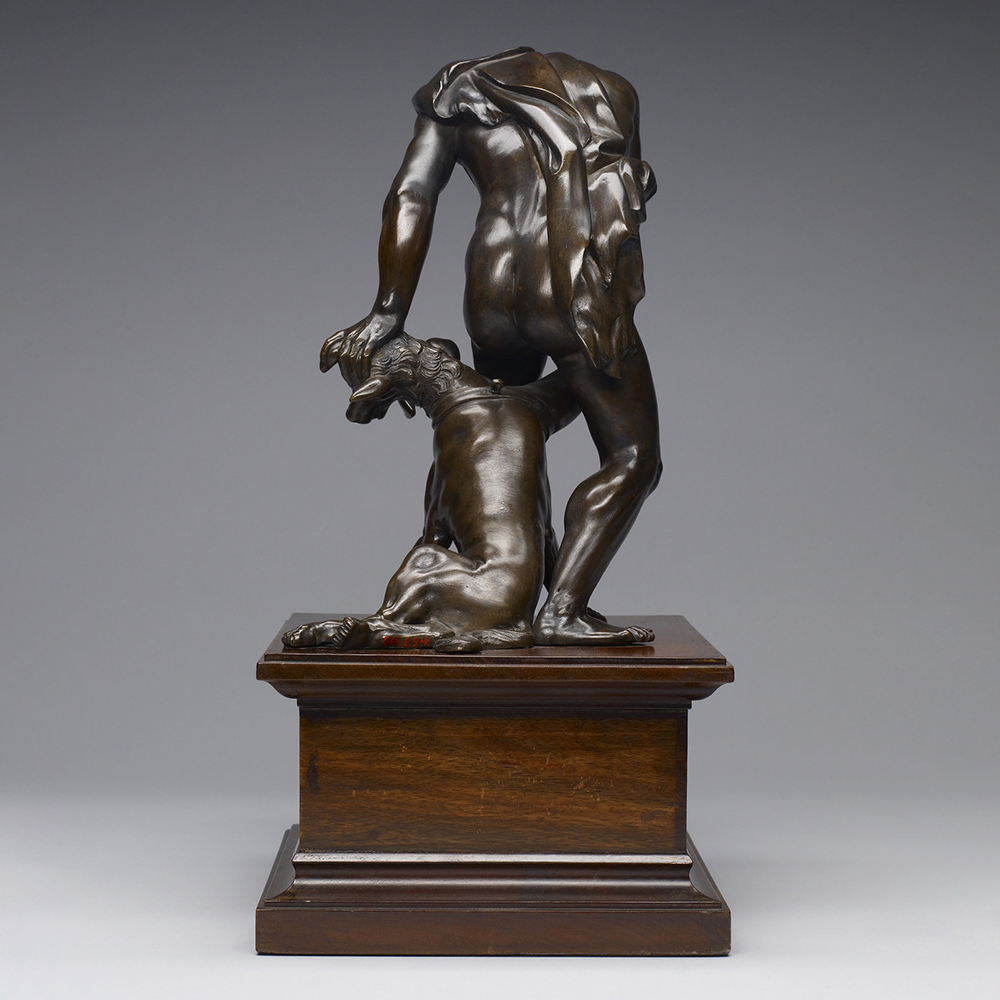 Hercules and 3 Headed Dog bronze statue back