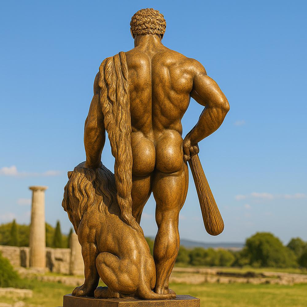 Hercules and Lion Statue rear view
