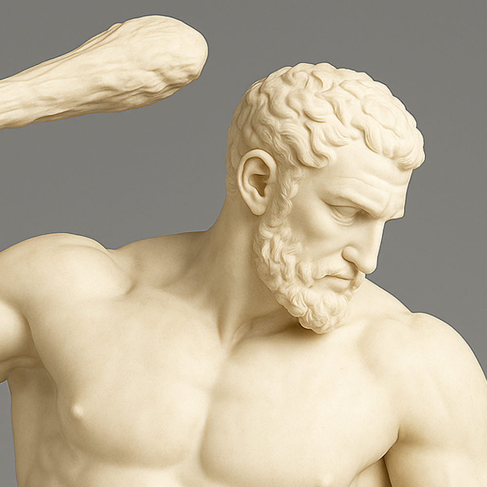 Hercules marble Colossal statue raising a club
